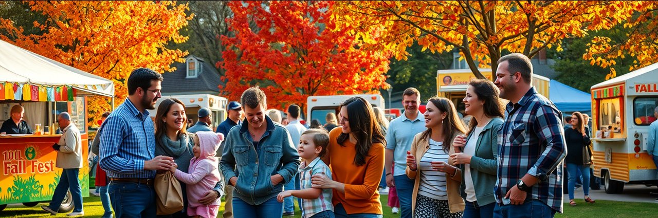 Families enjoying Hagerstown Fall Fest among autumn leaves and festival booths